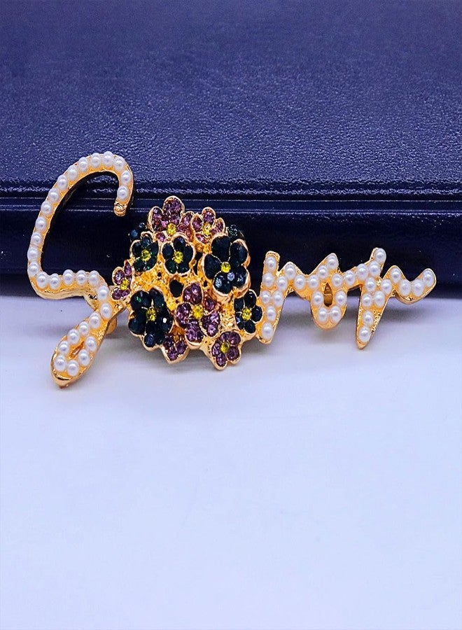 HUSURU Pearl Violet Flower DST Soror Pin Golden Greek Letters Sorority Lady Brooch Jewelry For Gifts - Image 5